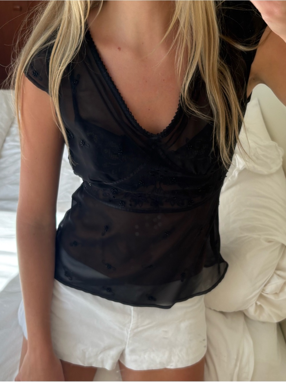 vintage Sheer Embroidered Mesh Camisole Top - Picture 3 of 6